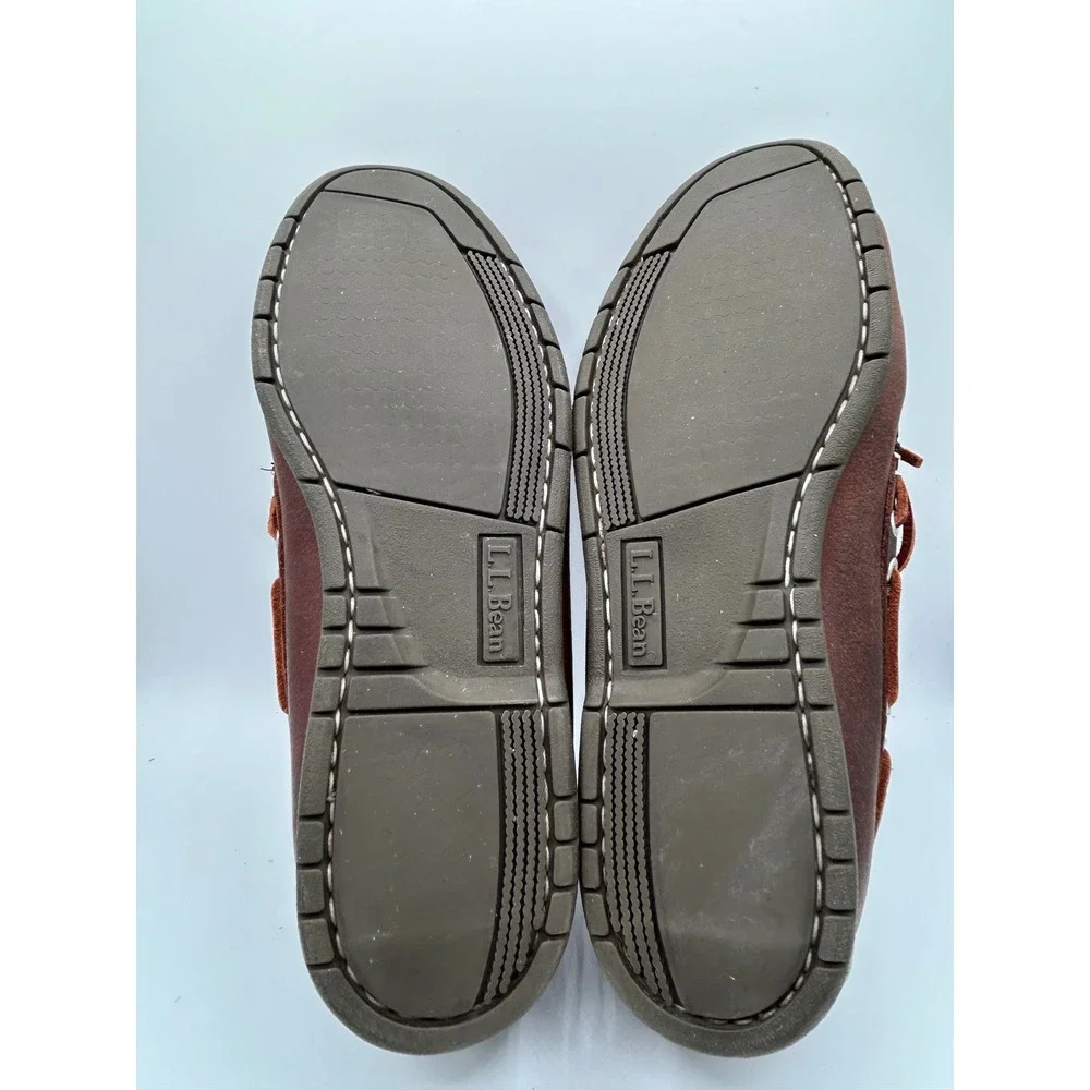 LL Bean Men Handsewn Moccasins Dark Brown Leather Boat Shoes Sz 11.5 D 130448